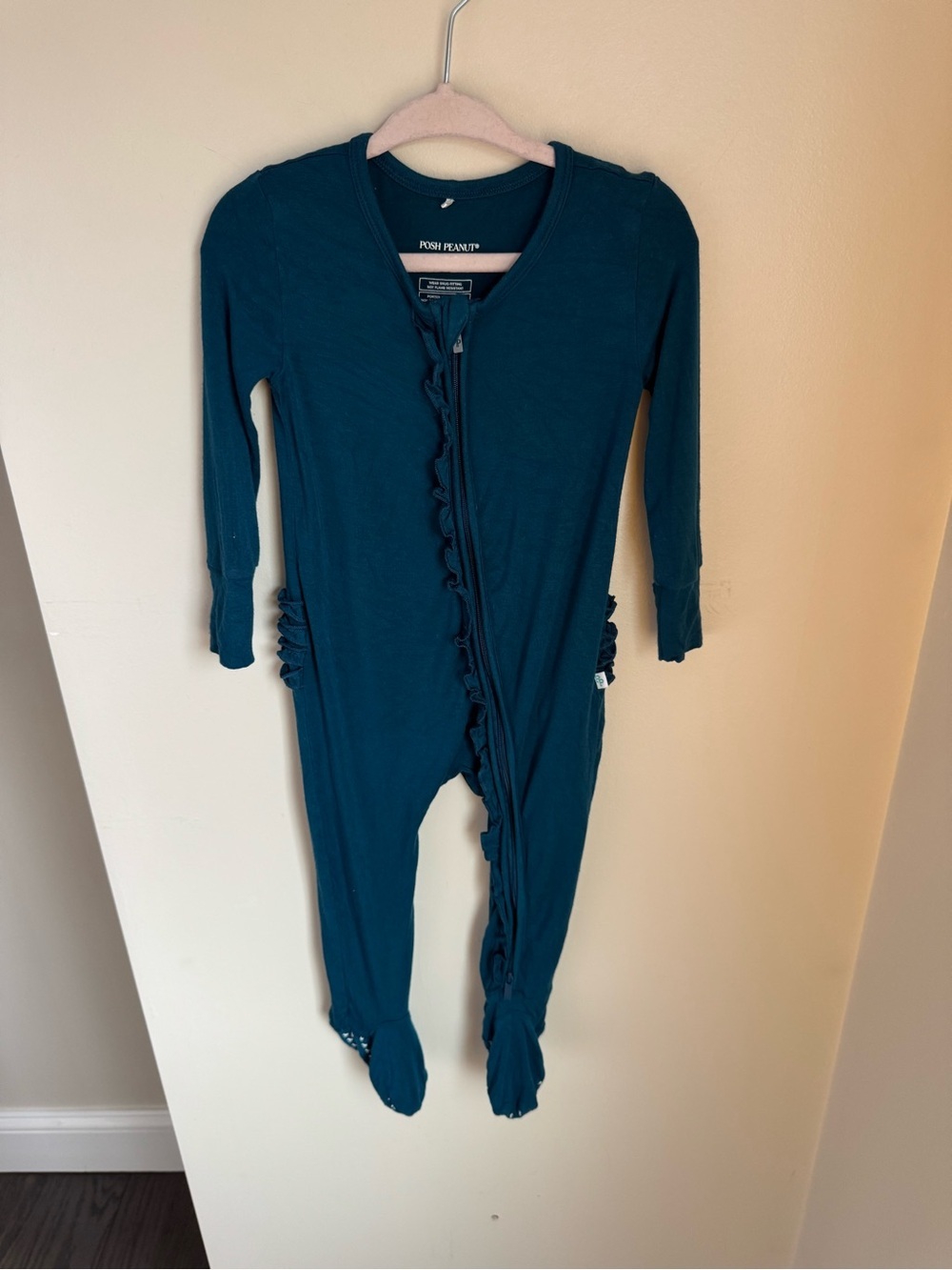 Posh Peanut Teal Ruffle Butt Footie Size 18-24M